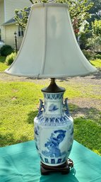 Vintage Blue/ White Asian Lamp