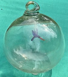 Hand Blown Glass Hanging Humming Bird Ball