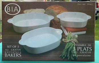 3 Au Gratin Porcelain Bakers - New