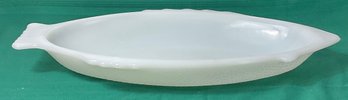Vintage Glass Bake Fish Tray - Milk Glass