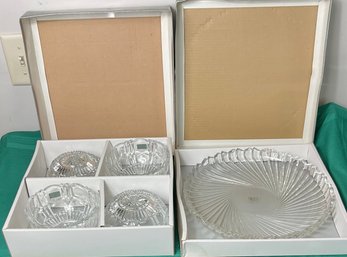 Mikasa Crystal Serving Platter & 4 Bowls - New