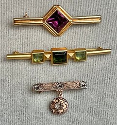 3 Vintage Bar Pins/ Brooches