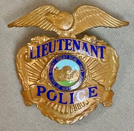 Vintage North Dakota Police Lieutenant Hat Badge