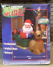 8ft Giant Inflatable Santa & Reindeer - Lights Up