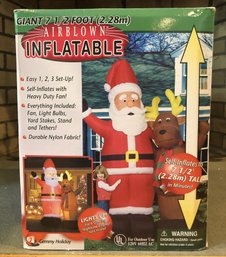 7.5ft Giant Inflatable Santa & Reindeer - Lights Up