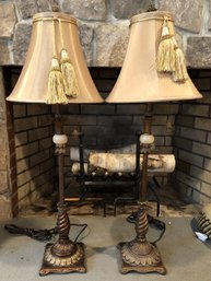 Pair Metal Table Lamps