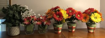 6pc Faux Flowers & Pots