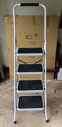 White 4 Step Folding Step Ladder