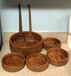 Vintage Dolphin Teakwood Salad Set