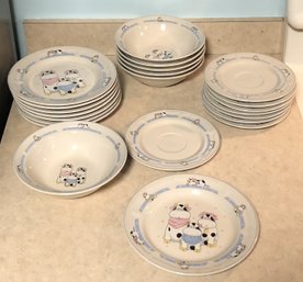 Tienshan Stoneware Happy Cow Family Dishes - 22pc