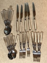 Stainless Flatware W/ Clear Plastic Handles