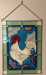 Stained Glass Rooster Hanging Panel