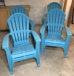 4 Plastic Adirondak Chairs - Blue/ Turquoise