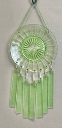Green Depression Glass Saucer Wind Chime