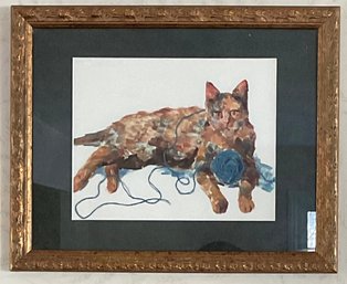Original Painting Cat W/ Yarn