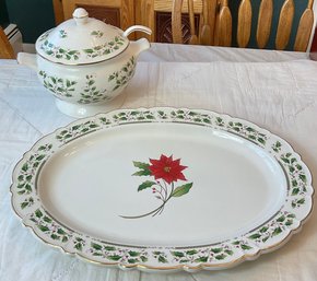 Royal Limited Holly Holiday Large Platter & Soup Tureen