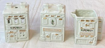 Holly & Berry Building Theme Pitcher/ Salt & Pepper/ Tealight