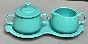 Fiesta Ware Sugar & Creamer Tray Set - Turquoise