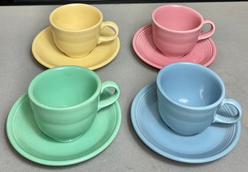 4pc Fiesta Ware Teacups & Saucers