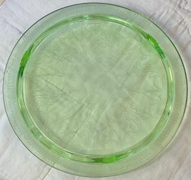 Green Uranium Depression Glass Footed Cake Stand
