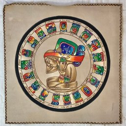 Hand Painted Mayan Calendar On Suede/Leather
