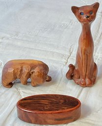 3 Carved Wooden Trinkets