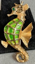Vintage Gold Tone & Enamel Napier Seahorse Brooch/Pin
