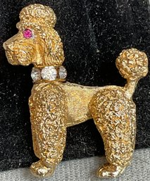 Vintage Gold Tone Napier Poodle W/ Moving Head Brooch/Pin