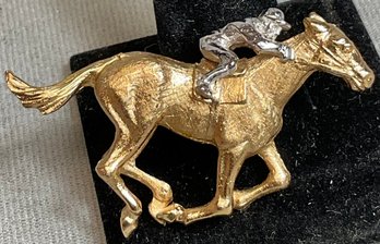 Vintage Gold Tone Napier Horse & Jockey Brooch/Pin