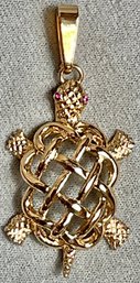 Vintage Gold Tone Napier Turtle Necklace Pendant