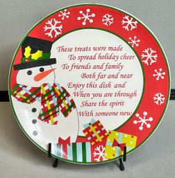 Christmas Plate W/ Metal Stand