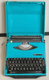 Vintage Turquoise Ghia Smith Corona Super G Portable Typewriter