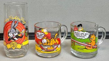 Vintage Garfield Mugs & 50th Anniversary Bugs Bunny Glass