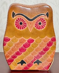 Tooled Leather Owl Bank