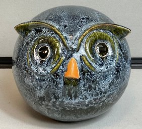 Large Round Glazed Pottery Owl