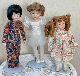 3 Collectible Porcelain Dolls
