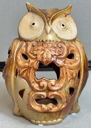 Vintage Pottery Owl Votive Candle Holder