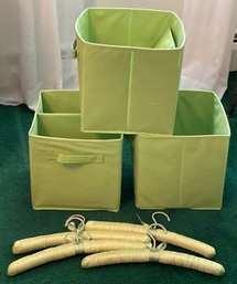 3 Collapsible Storage Boxes & Satin Hangers