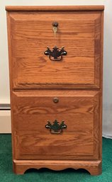 Oak Finish Two Drawer File Cabinet