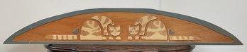 Wood Carved Cat Arched Door Topper