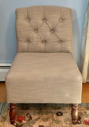 Beige Tufted Armless Accent Chair
