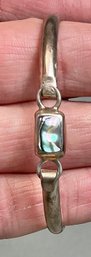 Sterling Abalone Hinged Bangle Bracelet