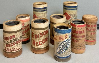 9 Antique Wax Cylinder Records