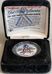 2001 Colorized NY Statehood Quarter - 9/11 God Bless America