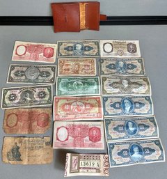 Wallet W/ Vintage Foreign Currency