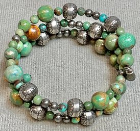 Carolyn Pollack Relios Sterling & Turquoise Memory Wire Bracelet