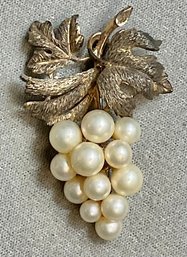 Vintage Sterling & Faux Pearl Brooch