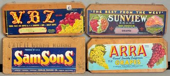 4pc Vintage Fruit Crate Labels On Wood