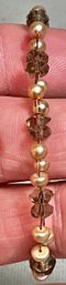 Sterling Clasp Glass Bead & Faux Pearl Bracelet