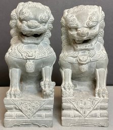 Pair Carved Stone Chinese Fu Dog Statues